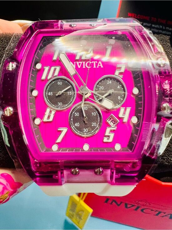 Invicta Accessories - Invicta S1 Rally Kinesia Anatomic Chronograph  Pink/White 47mm Watch 50083 NIB